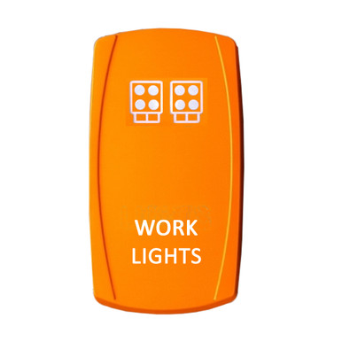 Work Lights On/Off Yellow Rocker Switch – 4-Pin Laser-Etched White