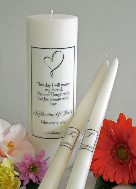 Ribbon Heart Poema Wedding Unity Candles