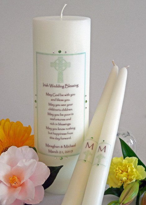 Green Cross Irish Wedding Unity Candles