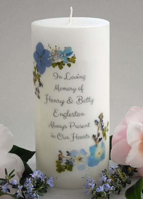 Blue Bouquet Memorial Candles