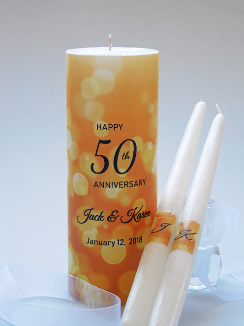 50th Anniversary Candle Set - Gold
