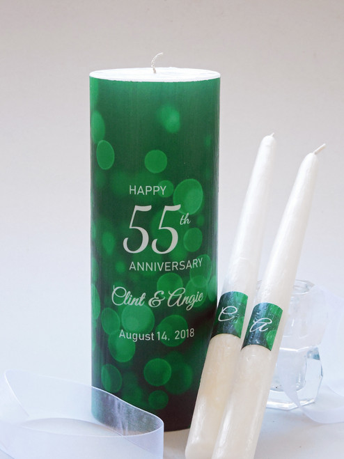 55th Anniversary Candle Set - Emerald