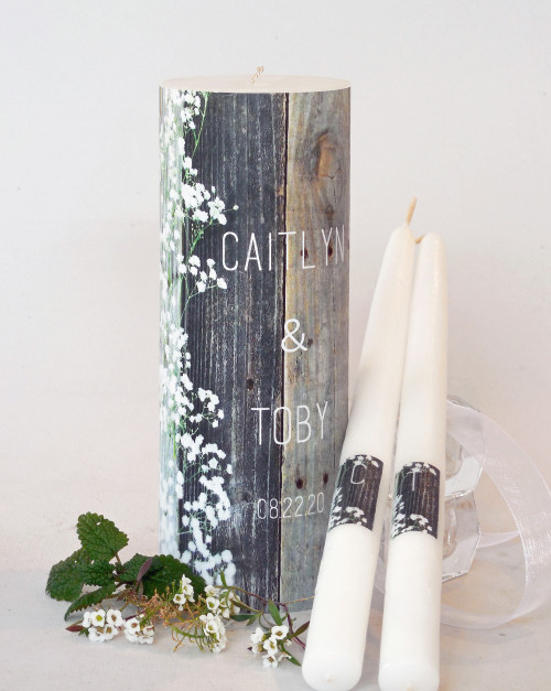 Baby's Breath Wedding Unity Candle Set
