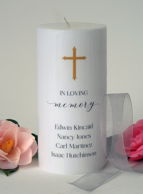 Gold Cross Memorial Candle