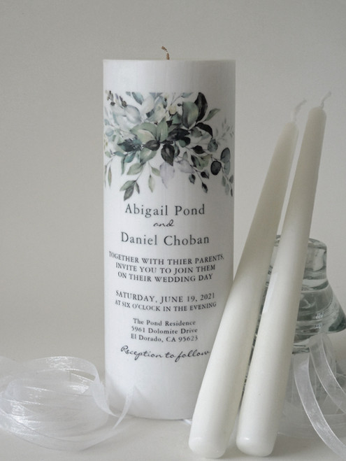 Wedding Invitation Candle with 10" Tapers