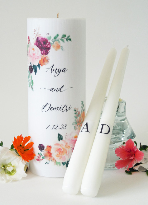 Rose Garden Wedding Unity Candle Set