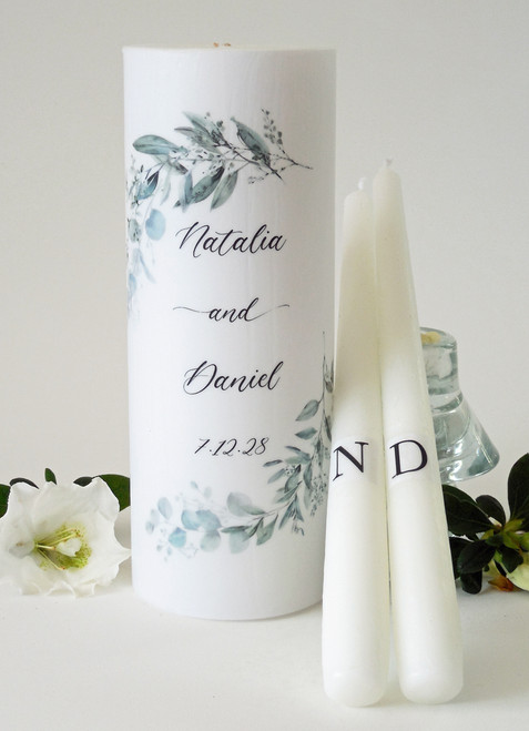 Dusty Green Eucalyptus Wedding Unity Candle Set