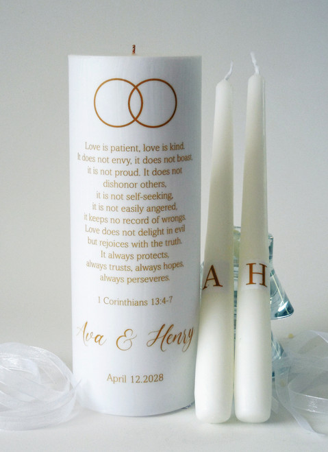 Wedding Rings Unity Candles - Gold