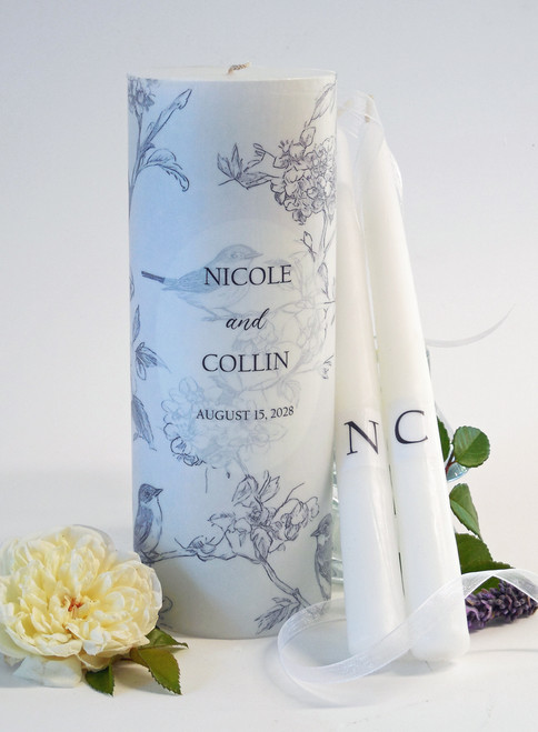 Grey Toile Delft Wedding Unity Candles