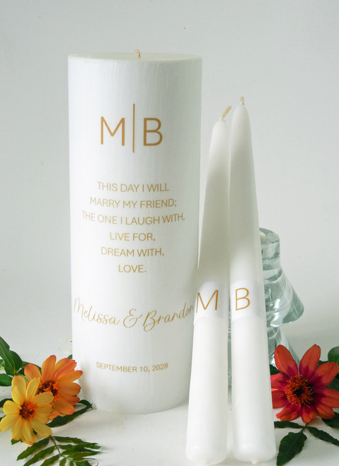 Personalized Gold This Day 2 Letter Monogram Wedding Unity Candles - candles for wedding ceremony - Customized wedding candles.