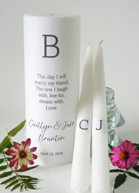 Personalized Black This Day 1 Initial Monogram Wedding Unity Candles - candles for wedding ceremony - Customized wedding candles.