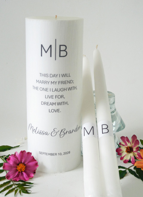 Personalized Black This Day 2 Letter Monogram Wedding Unity Candles - candles for wedding ceremony - Customized wedding candles.