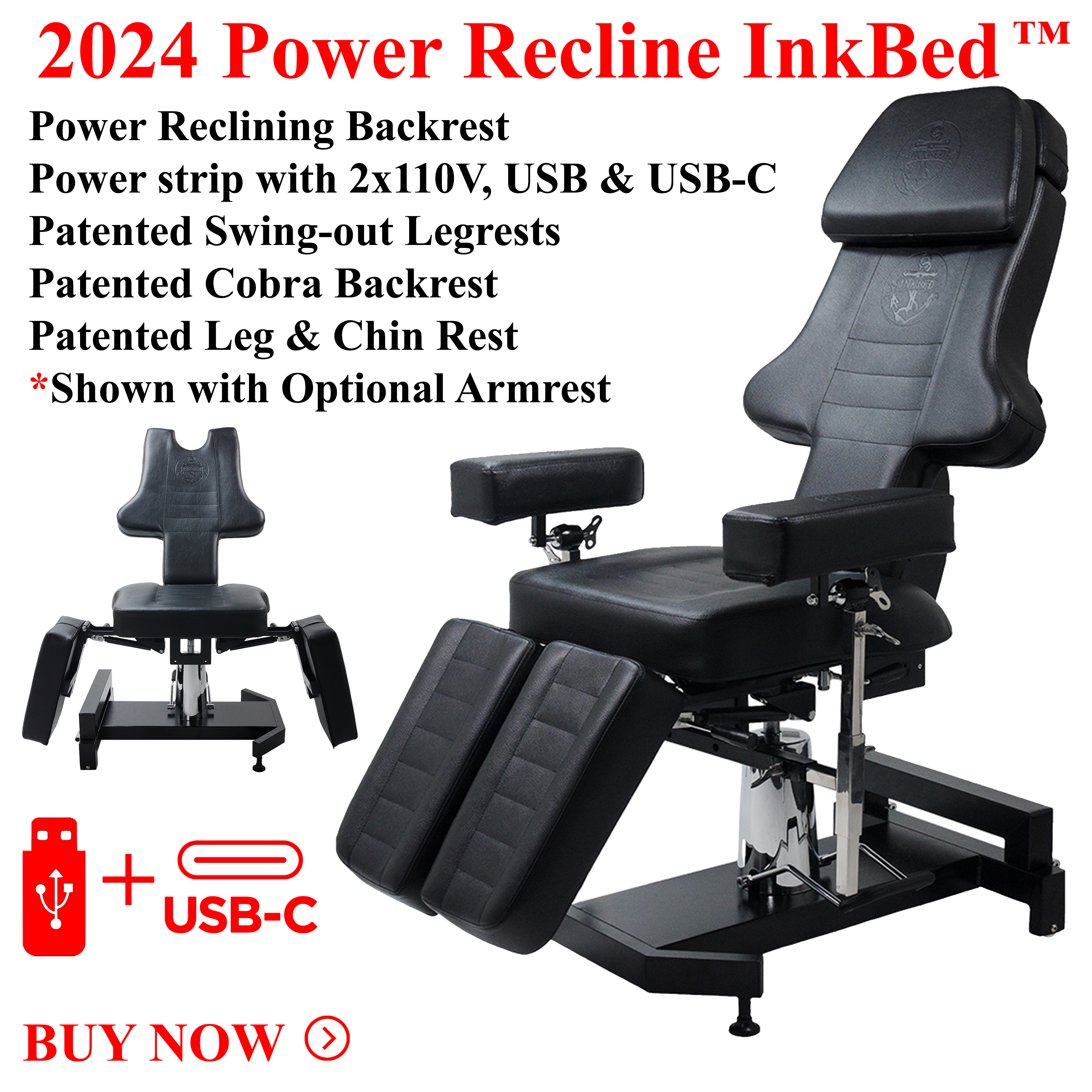 InkBed New Hydraulic Reclining InkChair Studio India | Ubuy