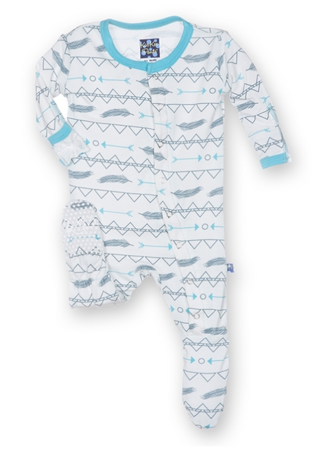 Print Footie with Snaps in Natural Southwest