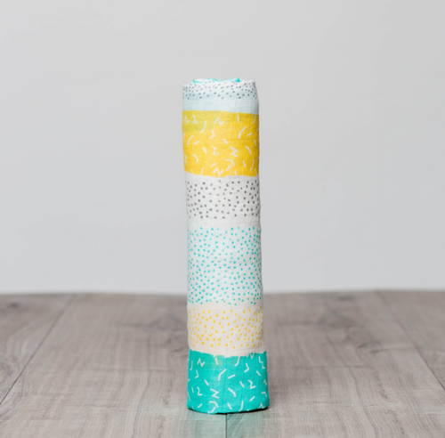 Aqua Spotted Stripe Bamboo Muslin Swaddle Blanket
