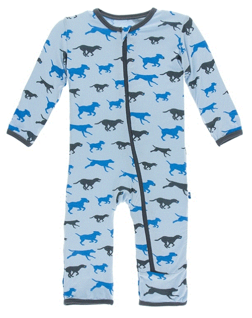 Print Coverall with Zipper in Pond Running Labs