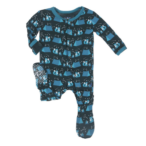 Print Footie with Snaps in Camping Fox