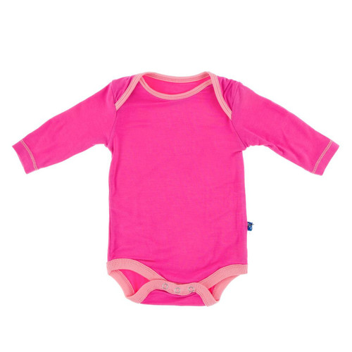 Solid Long Sleeve One Piece in Calypso with Strawberry Milk