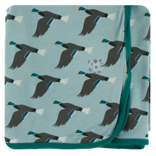Print Swaddle Blanket in Jade Mallard Duck