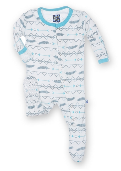 Print Footie with Snaps in Natural Southwest