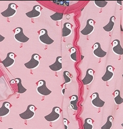 Print Muffin Ruffle Footie in Lotus Puffin