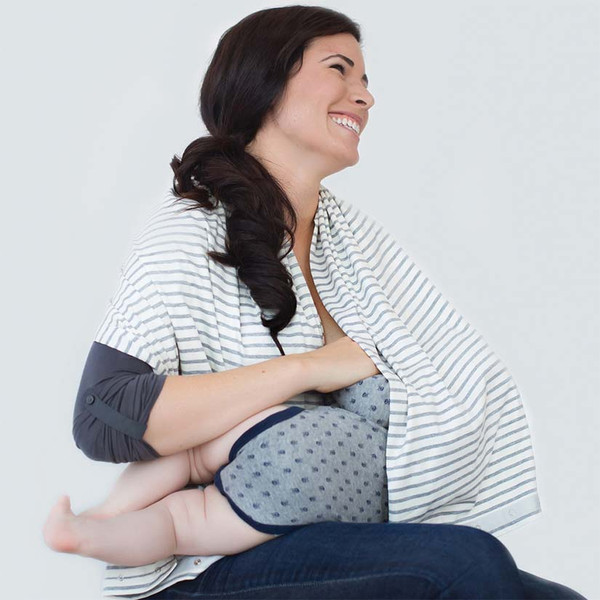 Grey and Ivory Striped Nursing Scarf