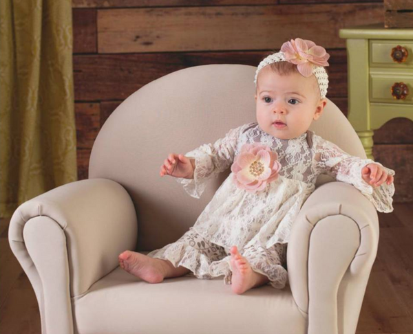 Ivory Ruffle and Lace Romper