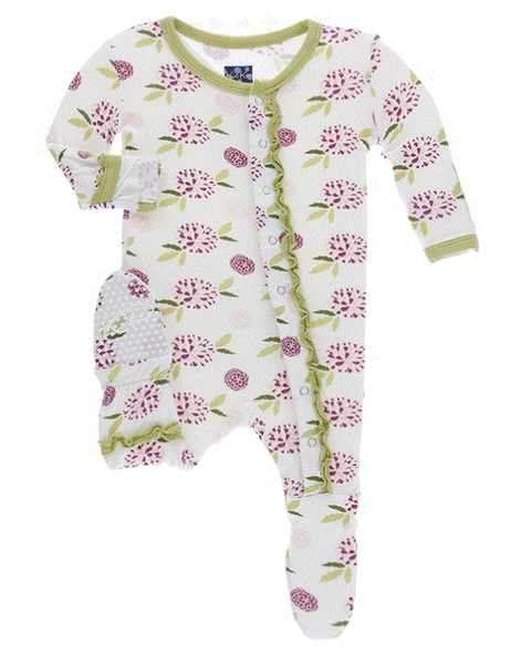 Print Muffin Ruffle Footie in Natural Marigold