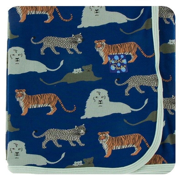 Swaddling Blanket in Flag Blue Big Cats 