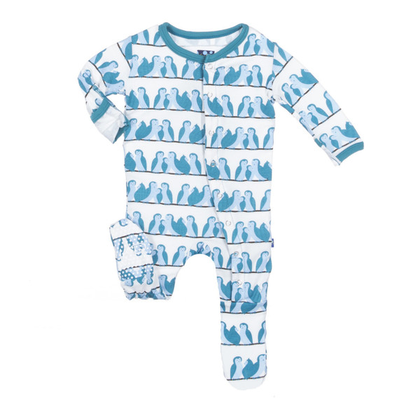 Print Footie with Snaps in Snowy Owls