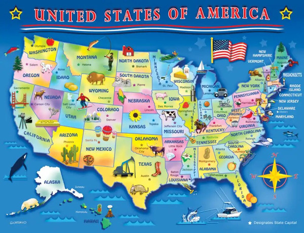 USA Map Jigsaw Puzzle - 60 piece