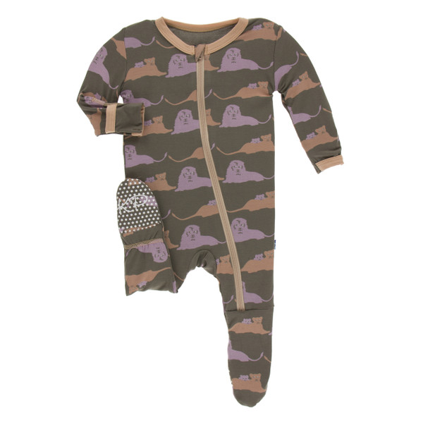 Print Footie with Zipper in Lions