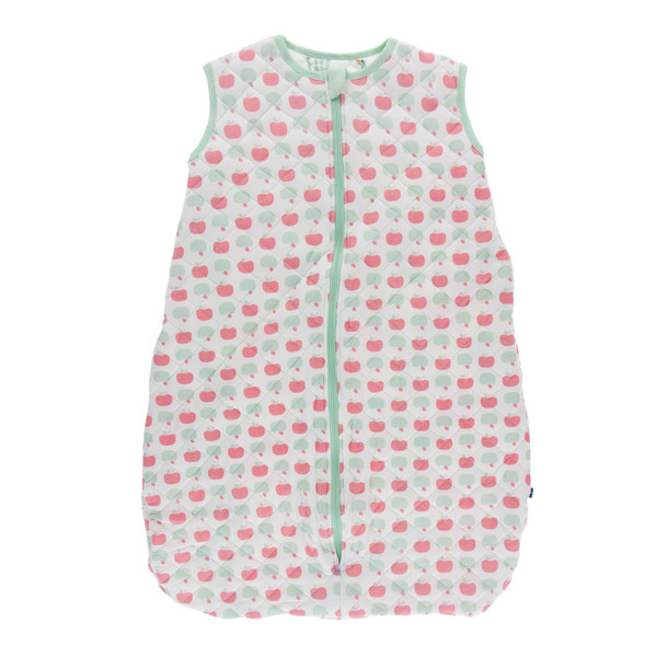 Print Quilted Sleeping Bag in Natural Apples/Natural Farm Animals