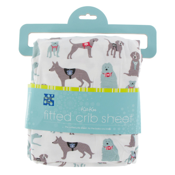 Print Fitted Crib Sheet in Natural Canine First Responders