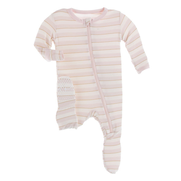 Print Footie with Zipper in Everyday Heroes Sweet Stripe