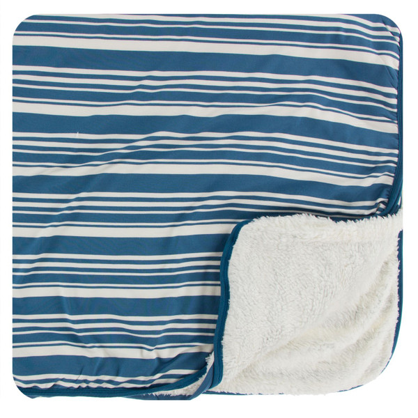 Print Sherpa-Lined Toddler Blanket in Fishing Stripe