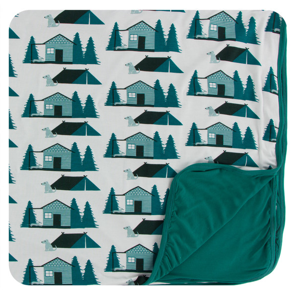Print Toddler Blanket in Natural Cabins and Tents