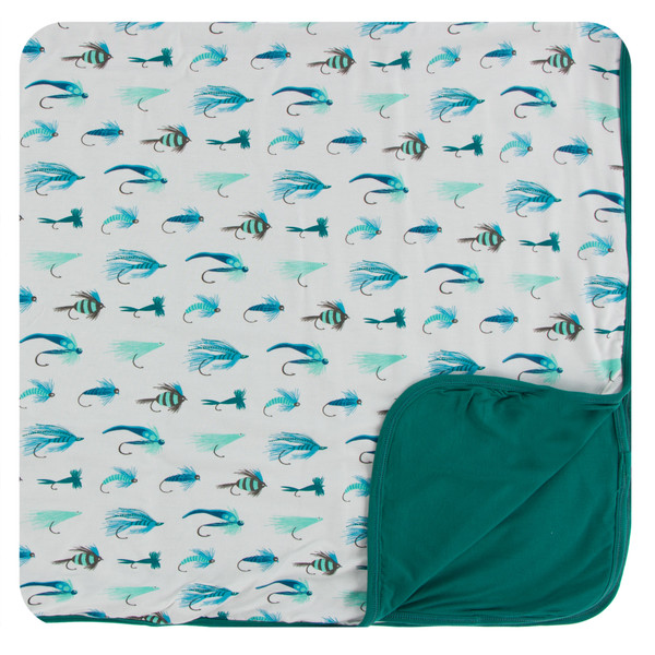 Print Toddler Blanket in Natural Fishing Flies