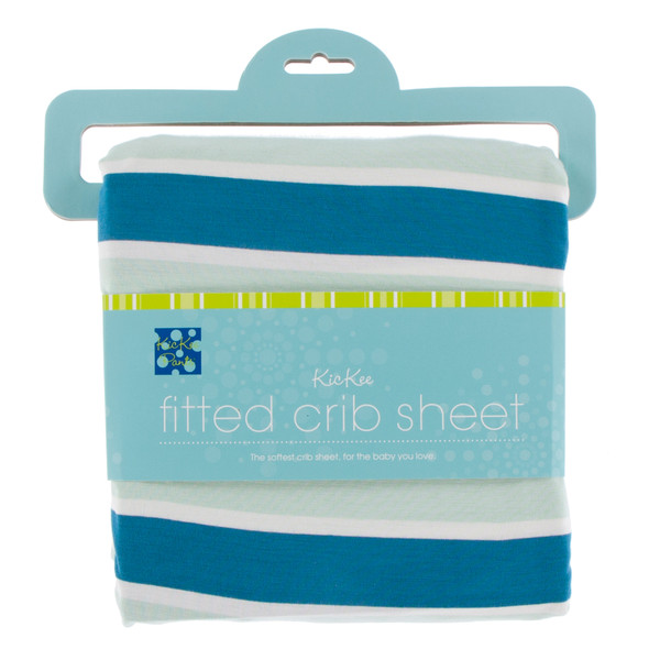  Print Fitted Crib Sheet in Seaside Cafe Stripe