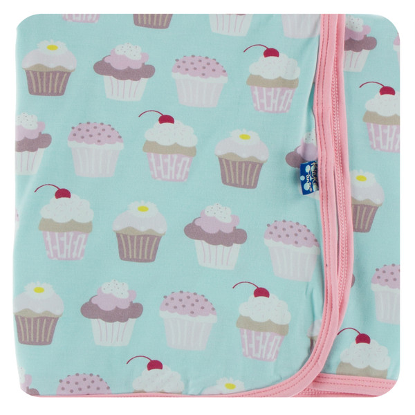 Print Swaddling Blanket in Summer Sky Cupcakes