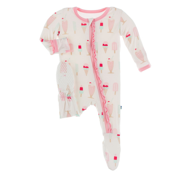 Muffin  Ruffle Zip Footie in Natural Ice Cream Shop