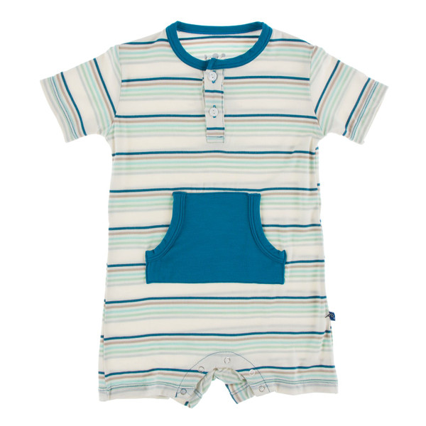 Short Sleeve Kangaroo Romper in Culinary Arts Stripe
