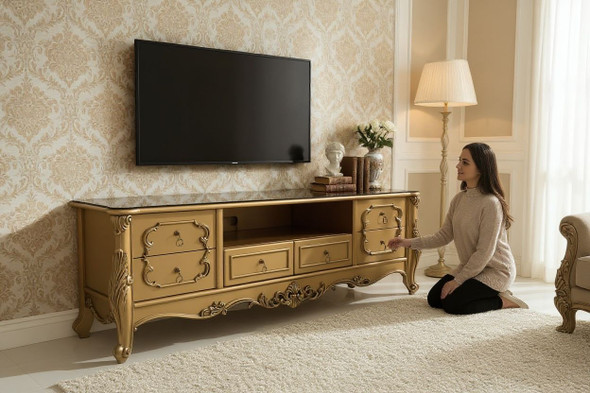 ميز تلفزيون اوركيد ذهبي