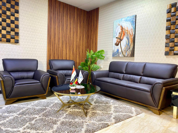 طخم قنفات جلد مكتبي 5 مقاعد  الموديل Darke