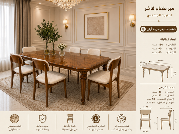 ميز طعام 6 كراسي نورا كود 97