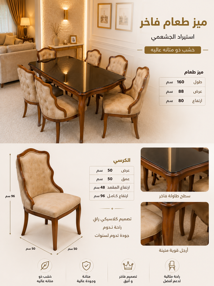 ميز طعام 6 كراسي اتريس كود 12