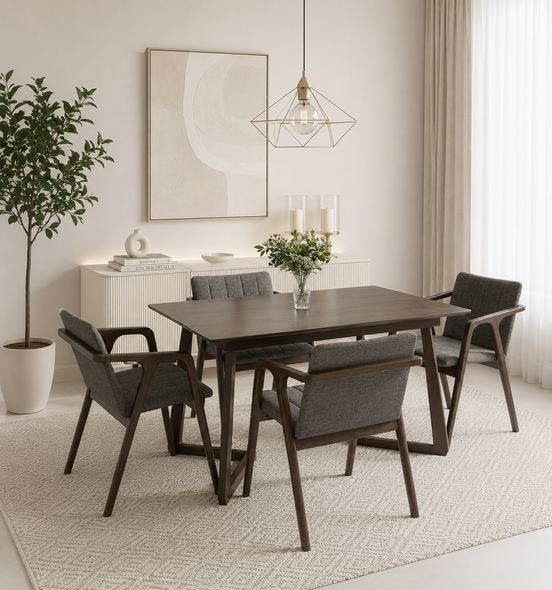 ميز طعام 4 كراسي 1015- 8034 رصاصي