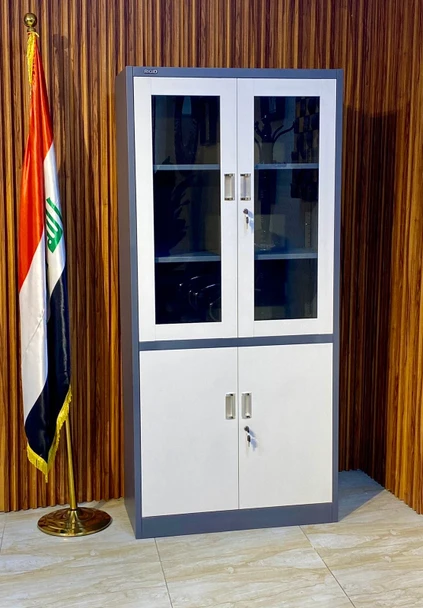 KF دولاب حديد مزجج موديل