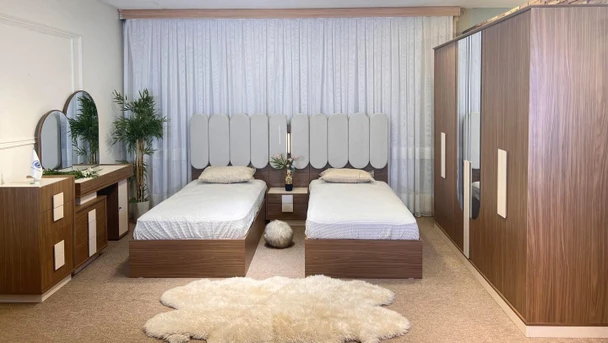 غرفة نوم شبابية لوتس بسريرين