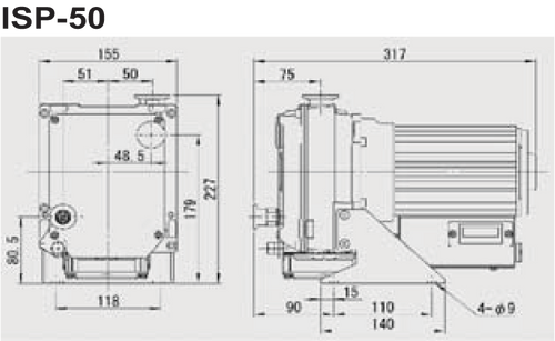 Anest Iwata ISP-50 2.1 CFM Dry Scroll Vacuum Pump Drawing